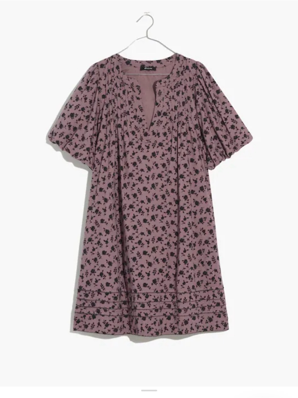 Madewell Mauve Floral Short-Sleeve Swing Dress